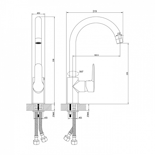 Смес. д/кухни  Cuba CUBSBJ0i05 (1256)