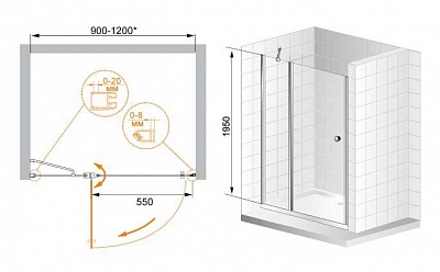 ДУШЕВАЯ ДВЕРЬ В НИШУ CEZARES ELENA B-12 90-C-Cr