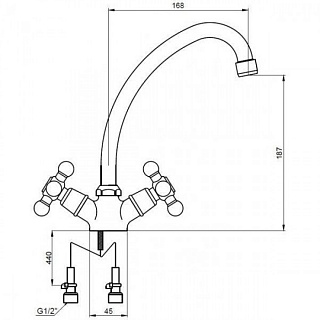 Смес д/кухни Kaiser Carlson Lux крест керамика 11062