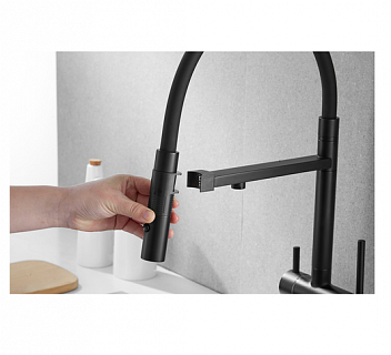 Смеситель д/кухни ROSE под фильтр с гибким изливом черный R958H