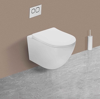 Унитаз подвесной безободковый Vincea "Глобо (Globo)" TORNADO белый сиденье slim м/л  VT1-14ST