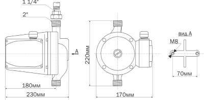 Насос цирк. AC   5-8-32 DN32 L=180мм, PN10, Qmax=12м3/ч, Hmax=12м, Tmax=110°С, 220В, 1-скор. (5432)