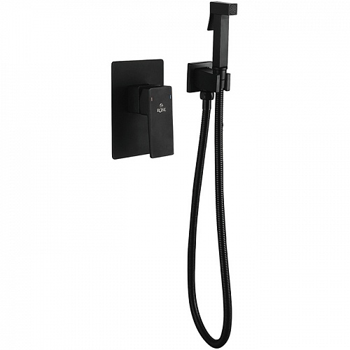Смеситель с гиг. душ встраиваемый черный ROSE R2805H