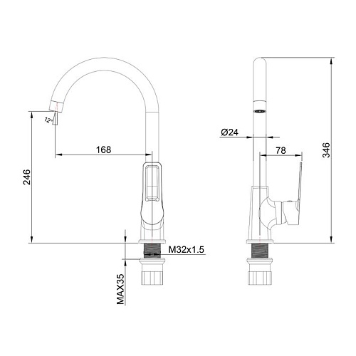 Смеситель д/кухни "KOBE" (KOB-1013) оружейная сталь TOKITO