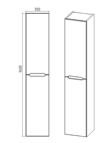 Пенал подвесной "Марсель" 30см универсальный графит VIANT