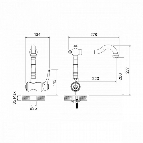 Смеситель для кухни, Oldie, IDDIS, OLDSBL0i05