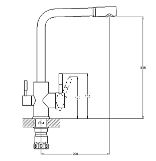 Смеситель д/кухни G-lauf (ZAP18-A090) под фильтр ф35 нерж. ст.гайка