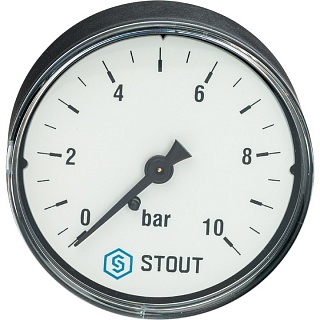 Манометр 0...10 bar, Dn63 1/4" аксиал. (SIM-0009-631008) STOUT