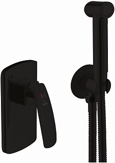 Смеситель с гиг. душ встраиваемый черный ROSE R1105H