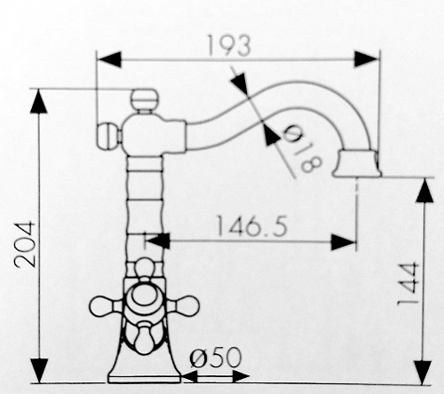 Смес д/раковины Kaiser Carlson Style крест (бронза) (44411-1)