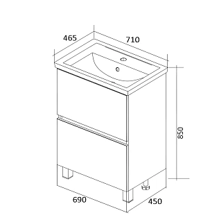 Комплект мебели 70 "Aris-70" напольная, дуб вотан/белый 2 ящ. 1 Марка (ум.COMO-70)