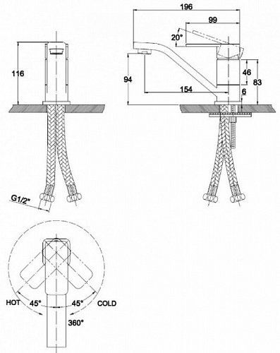 Смес д/раковины Kaiser Sonat белый (34010-4)