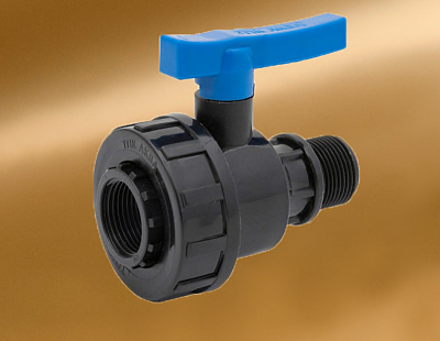 Кран шаровый компрессионный разъёмный  ПНД 1 1/2*1 1/2" (ВР/НР) ТПК АКВА (14)