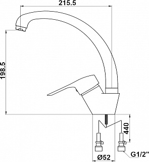 Смес д/кухни Kaiser City ф40 бок. сатин (1904/21644 Satin)