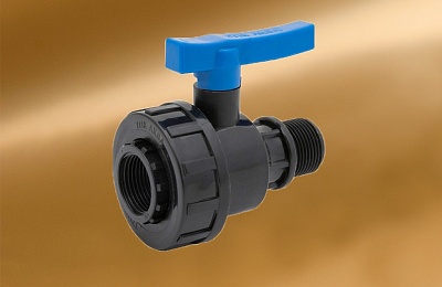 Кран шаровый компрессионный разъёмный  ПНД 1*3/4" (ВР/НР) ТПК АКВА (5/30)