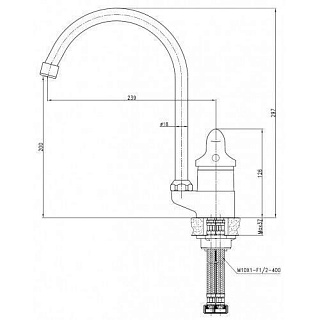 Смес д/кухни Kaiser Athlete ф40 боковой бронза 19044-1Br