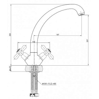 Смес д/кухни Kaiser Carlson крест литой излив (11033)