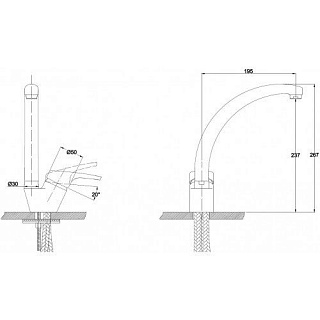 Смес д/кухни Kaiser County ф40 бок.(коричн-мрамор) (55244-7)