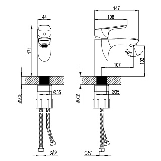 Смеситель д/умывальника "Selena" (0806С) 35 мм. гайка моно хром LEMARK снят с производства ВЫГОДА!!