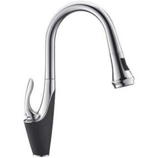 Смеситель д/кухни ROSE с вытяжным изливом черный R123H