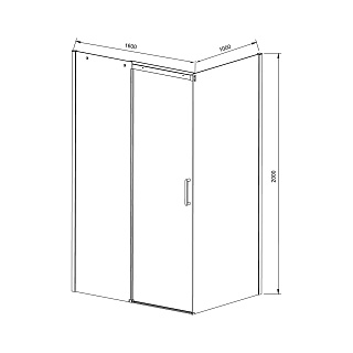 Ограждение душевое VINCEA Dice 1600*1000, черный, стекло прозрачное VSR-4D1016CLB (VDS-4D160CLB+VSG-4D100CLB)