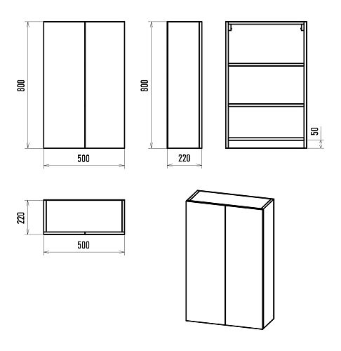 Шкаф подвесной 50 Поло универсальный дуб/антрацит  MISTY 