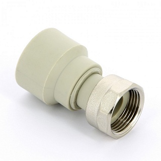 Патрубок пер. пласт. с нак. гайк.25х3/4" серый (2/100) ПРО АКВА (PA29014G)