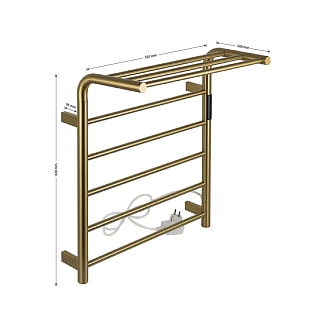 Полотенцесушитель "Kraftte" 530х620 П5 с полкой ЗОЛОТО матовое электро САНАКС 44051