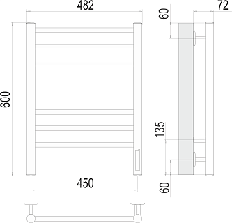 Полотенцесушитель "Аврора" 450х600 П6 КС электро белый матовый (RAL 9003)  TERMINUS 