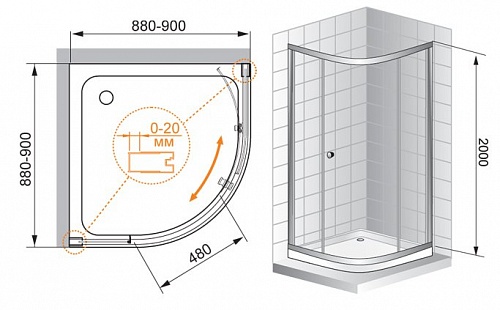 ДУШЕВОЙ УГОЛОК CEZARES ANIMA R-1 90-C-Cr-IV