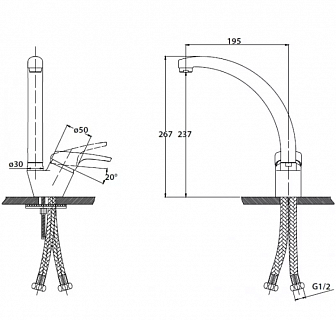 Смес д/кухни Kaiser County ф40 бок.(бронза) (55244-13)