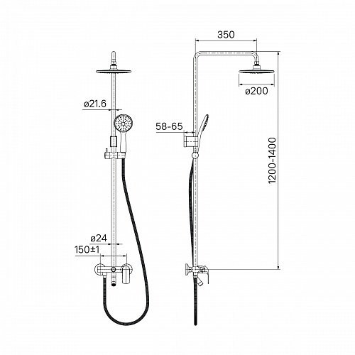 Смеситель с верхним душем, Chip, IDDIS, CHISB1Fi06