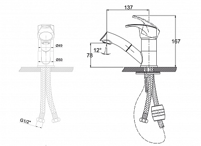 Смес д/раковины Kaiser Leon ф40  (парикмахер) (19366)