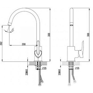 Смеситель д/кухни "MARS"  (3505С) 35 мм. высок. поворот. излив LEMARK 