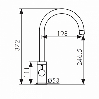 Смес д/кухни Kaiser Merkur бок под фильтр R-излив ф35 (никель) (26744-5)