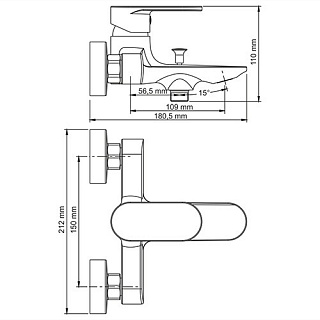 Смеситель д/ванны "Elbe" (7401)  с коротким изливом 35мм черный  WasserKraft