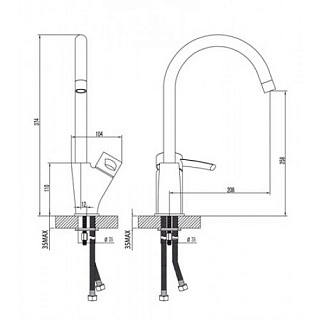 Смеситель д/кухни "ATLANTISS" (3205С) 35 мм. высок. излив LEMARK 