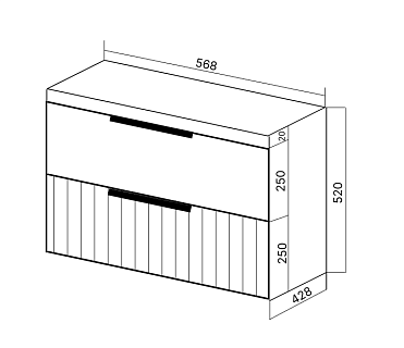 Комплект мебели 60 "Сицилия-60" подвесная 2 ящика белый  VIANT (ум.MODUO-60)