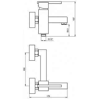 Смес д/ванны к/н Kaiser Quadris ф35 (25022)