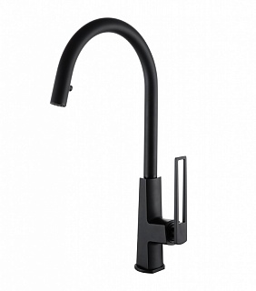 Смес д/кухни Kaiser Merkur ?35 с выдвижным изливом, черный матовый (27166-2)
