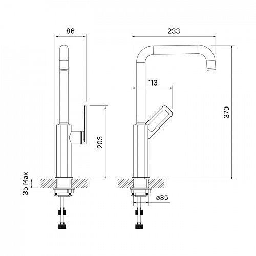 Смеситель для кухни, белый матовый, Slide, IDDIS, SLIWT00i05