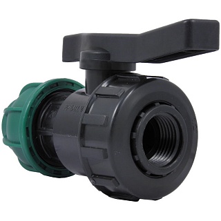 Кран шаровый компрессионный разъёмный ПНД 20*3/4" (вн.рез.) ТПК-АКВА (10/60)