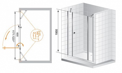ДУШЕВАЯ ДВЕРЬ В НИШУ CEZARES TRIUMPH B-13 30+60/40-C-Cr-L