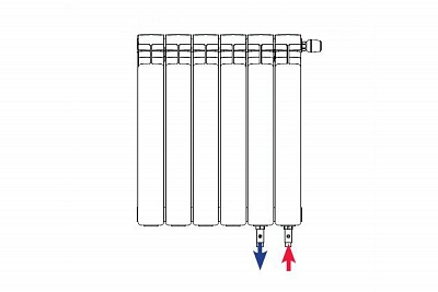 Радиатор бим.RIFAR BVR 350x4 нижнее правое подключение прямое ВЫГОДА