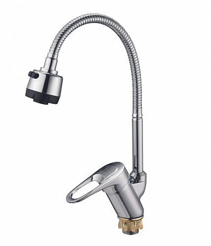 Смеситель д/кухни Solone (KAD4-B043)  бок. гибкий излив гайка