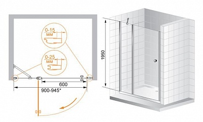 ДУШЕВАЯ ДВЕРЬ В НИШУ CEZARES TRIUMPH-B-12 120-P-Cr