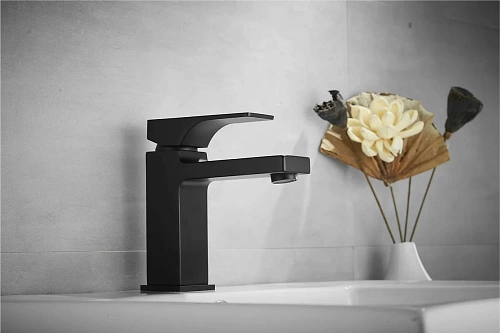 Смеситель д/раковины ROSE черный R1001H-1