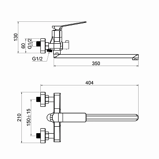 Смеситель д/ванны "YOKOHAMA" (YOK-1015) длинный излив TOKITO