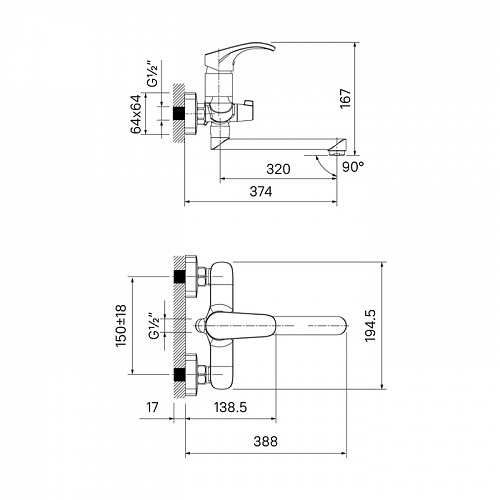 Смеситель для ванны с длинным изливом, Joker, IDDIS, JOKSB00i10WA