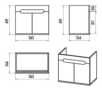 Комплект мебели 60 "Сканди-60" подвесная 2 дв. бел./графит MISTY (ум.Клермонт-60)